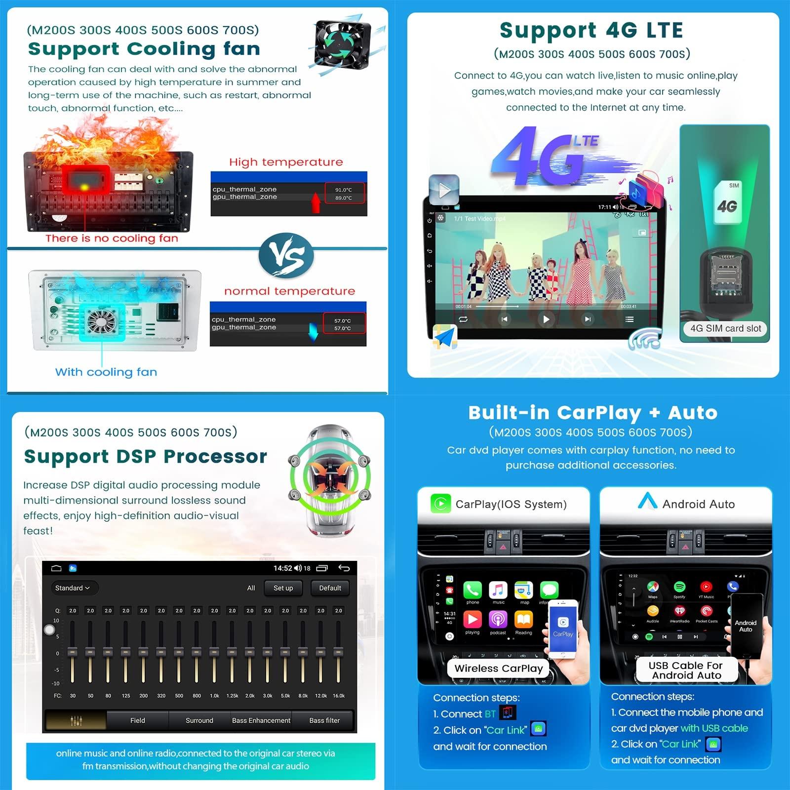 SX-ZZJ 9 Inch Android 11 Car Stereo for Suzuki Swift 2003-2021 Car Radio Multimedia Navigation Player Built-in Carplay Android Auto DSP with Backup Camera/SWC/4G/GPS,2011~2015,M200S 2G+32G