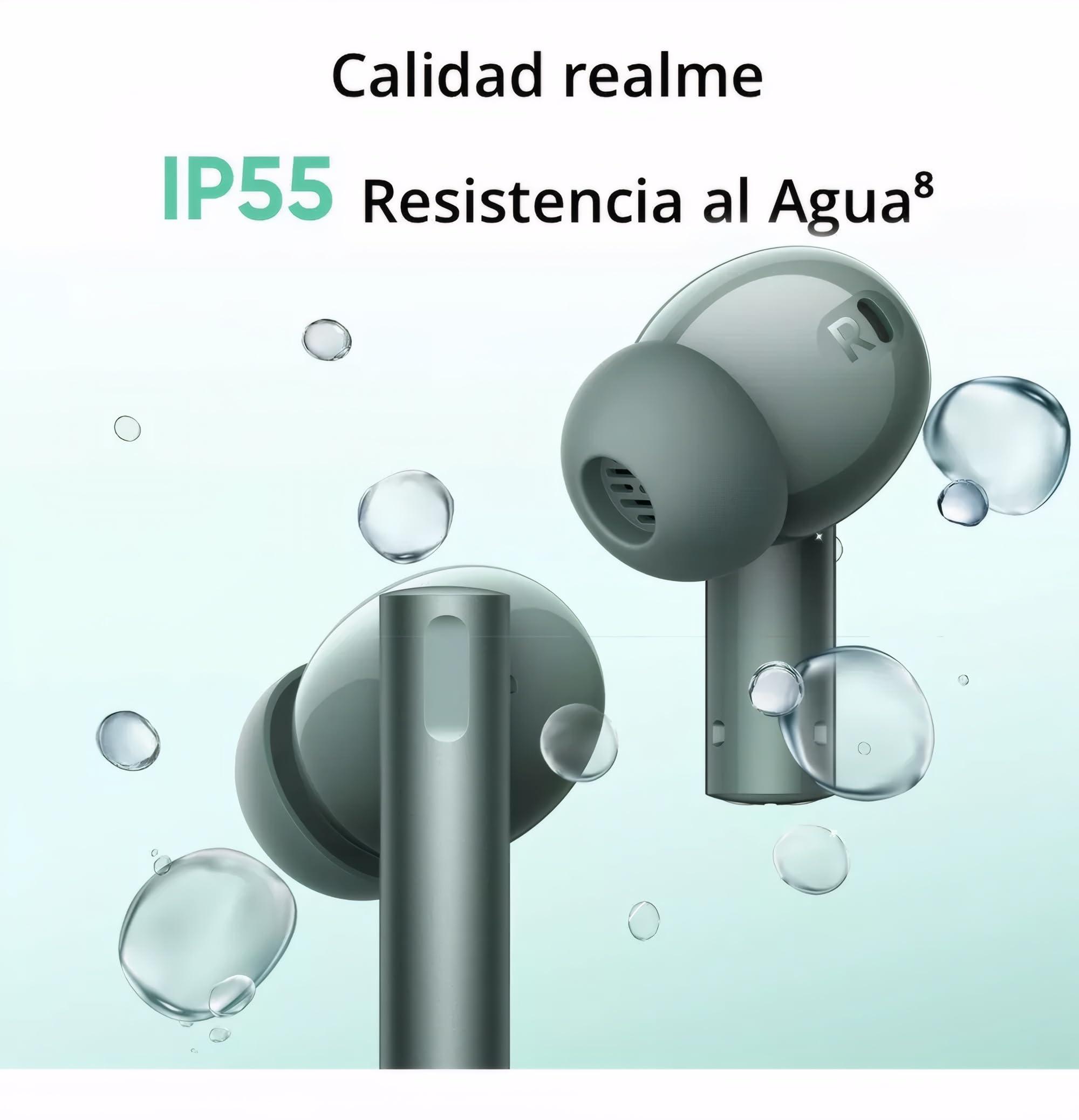 realme realme Air 6 True Wireless Earbuds, 50dB Active Noise Reduction, Hi-Res Sound, LHDC, 12.4mm Dynamic Bass Driver, 6 Mics Clear Call, 40H Battery, Bluetooth 5.3, IP55 Water Resistance - (Green)