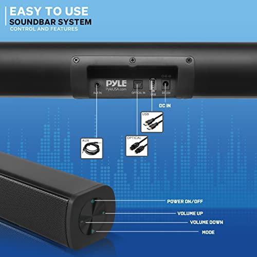 Pyle Pyle Wave Base Sound bar with Bluetooth for TV Tabletop Digital Audio Speaker System/Home Theater, Gaming, Projectors, with Remote Control, Inputs AUX, Optical in, USB - PSBV110B