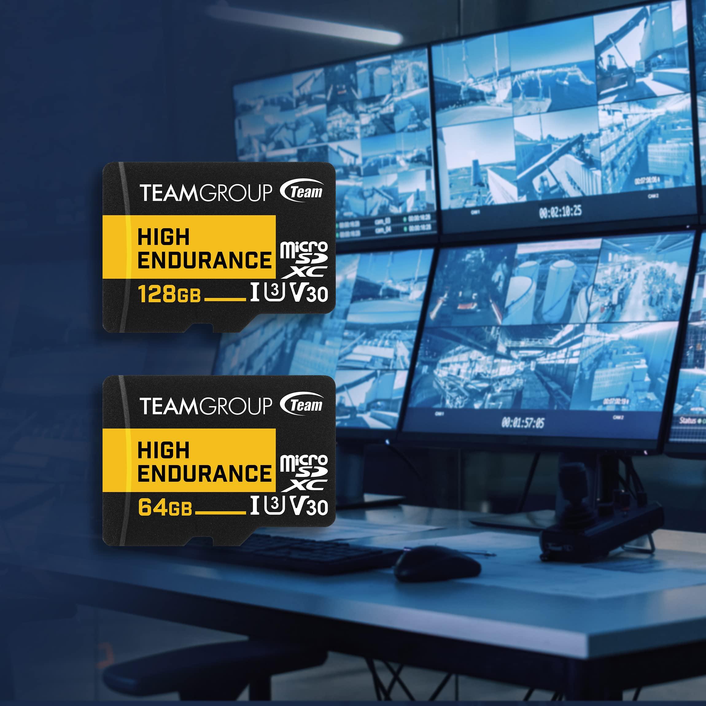 TEAMGROUP TEAMGROUP HIGH Endurance 128GB 5 Pack Micro SDXC UHS-I U3 V30 100MB/s Designed for Monitoring Stable Durable Long Lasting Flash Memory Card Security Camera 4K&Full HD Video Recording THUSDX128GIV3068