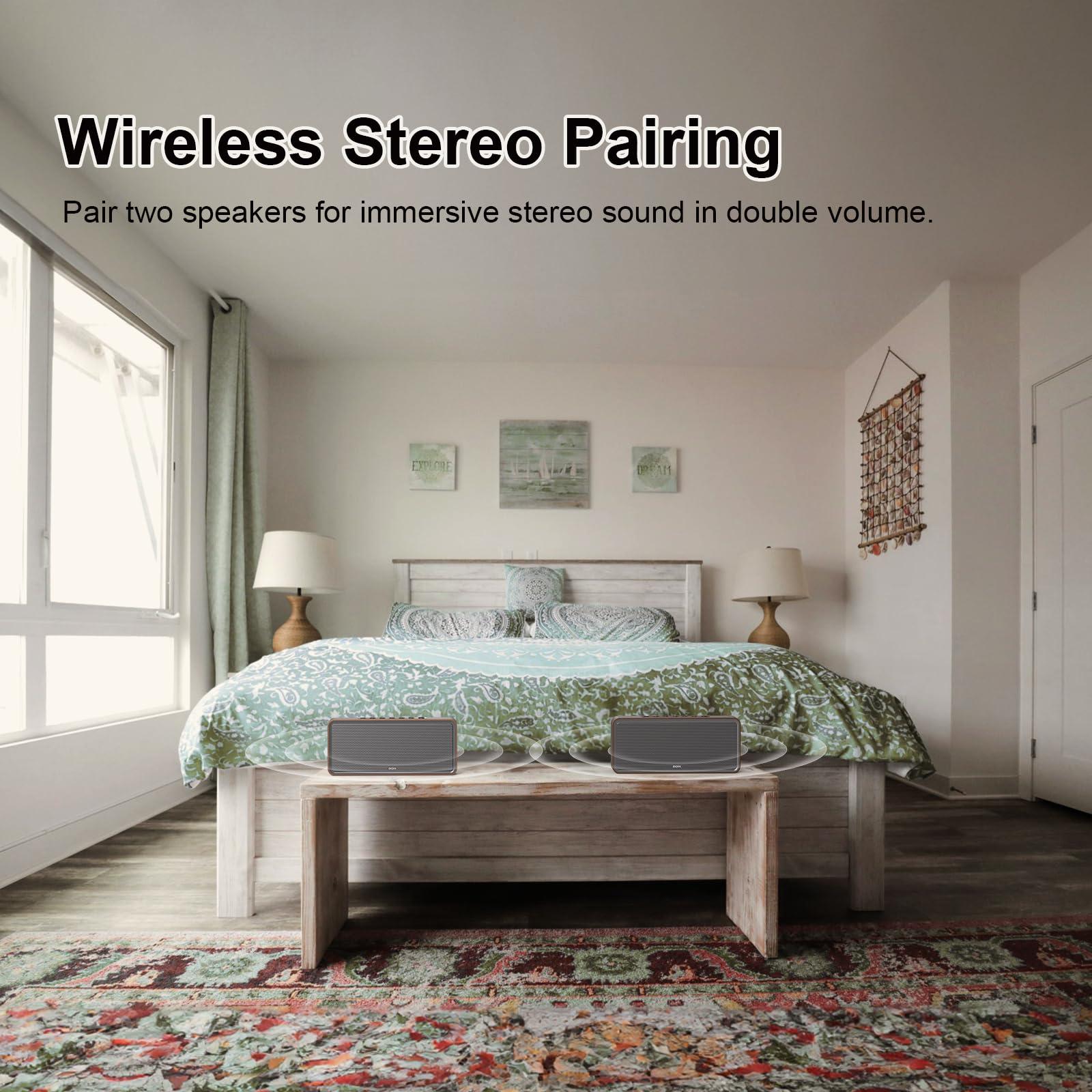 DOSS DOSS SoundBox XL Bluetooth Speaker with Subwoofer, 32W Loud Sound with Booming Bass, Dual DSP Technologies, 10H Playtime, USB-C, TWS, 2.1 Audio Channel for Home, Indoor and Office - Gold