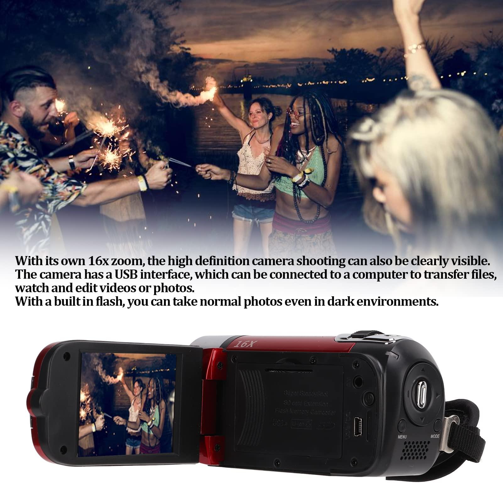 plplaaoo plplaaoo 4k Camcorder,Podcast Camera,4k Video Camera Camcorder Handheld Full Hd 48mp Recorder with 270 Rotatable 2.7 LCD,16x Digital Zoom,USB Connectivity & Flash - for Travel & Vlogging (Red)