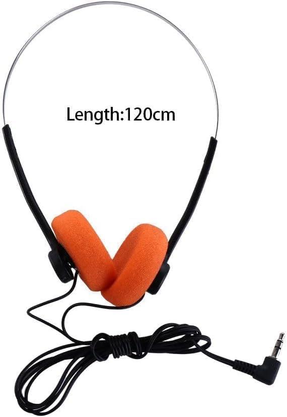Weicoca Orange Retro On Ear Headphones, Lightweight Portable Headphone with Adjustable Headband, Wired Stereo Headphones, Cute Walkman Headphone Trvel