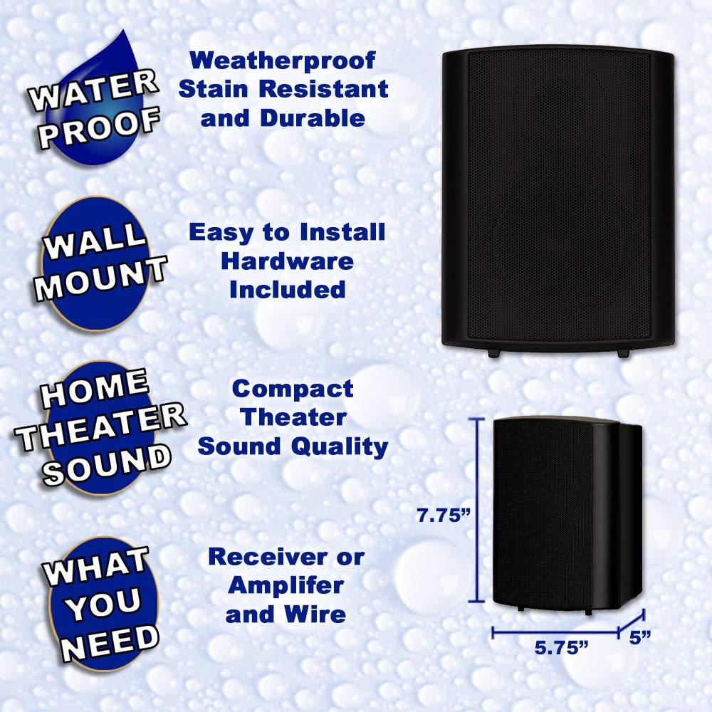 Theater Solutions Theater Solutions TS425ODB Indoor or Outdoor Speakers Weatherproof Mountable Black 6 Pair Pack