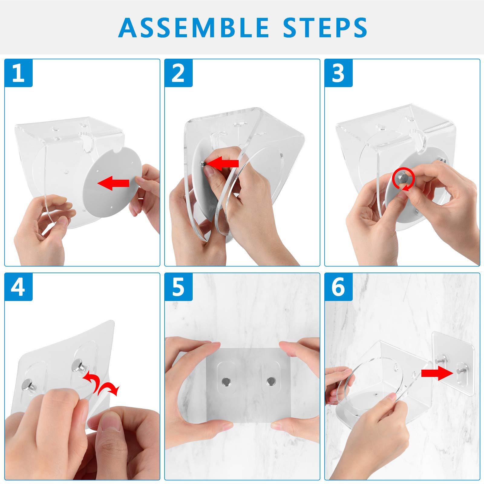 GEEKRIA Geekria Acrylic Wall Mount Compatible with Echo Dot 4th with an LED Clock and Alexa Smart Speaker, Speaker Stand Stable Guard Holder (Clear)