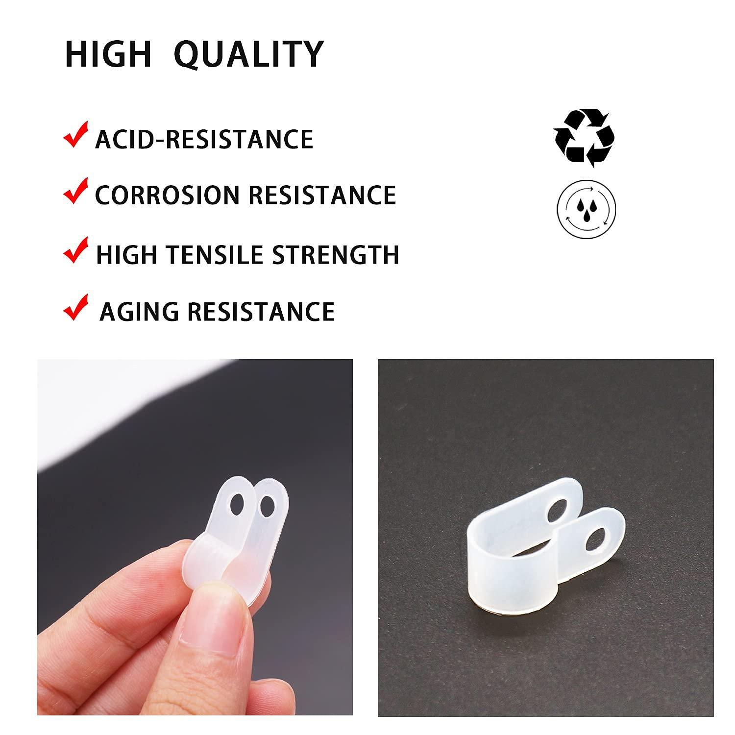 mankk mankk 50PCS 1/2 Inch Rope Light Clips P-Style Mounting Clips Plastic Cable Clamps with Compatible Stainless Steel Pan Head Phillips Screws for Wire Management M-030-W-LS