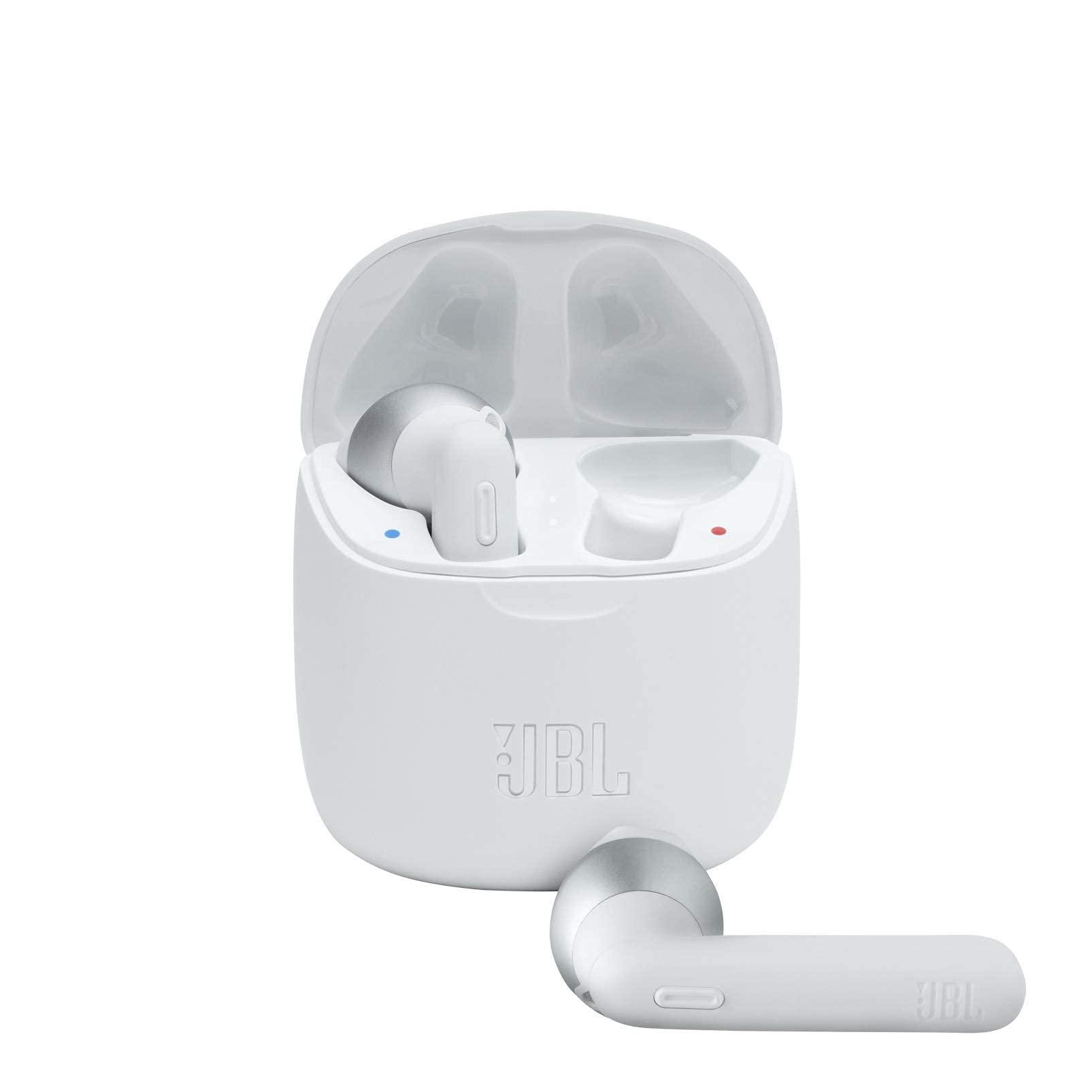 JBL JBL Tune 225TWS True Wireless Earbud Headphones - JBL Pure Bass Sound, Bluetooth, 25H Battery, Dual Connect, Native Voice Assistant (White) (Renewed)