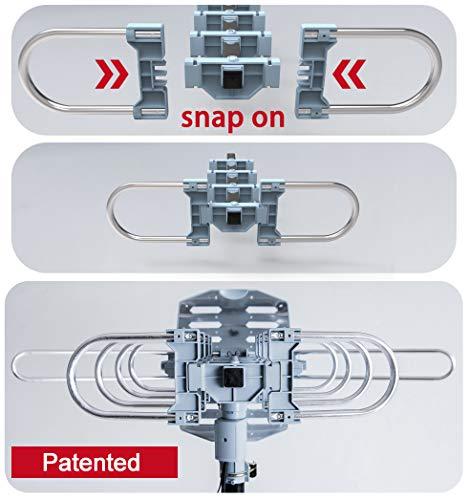 pingbingding PBD Outdoor Digital Amplified HDTV Antenna, 150 Mile Motorized 360 Degree Rotation, Wireless Remote Control, 59FT RG6 Coax Cable, Coaxial Grounding Block, UHF VHF 1080P 4K, Support 2 TVs