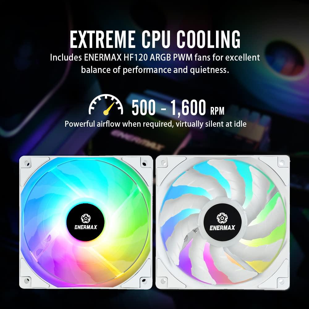 Enermax Enermax Liqmax III 240 White A-RGB AIO CPU Liquid Cooler - 240mm Radiator, 120mm ARGB PWM Fan, for Intel LGA1700/AMD AM5, 5 Year Warranty