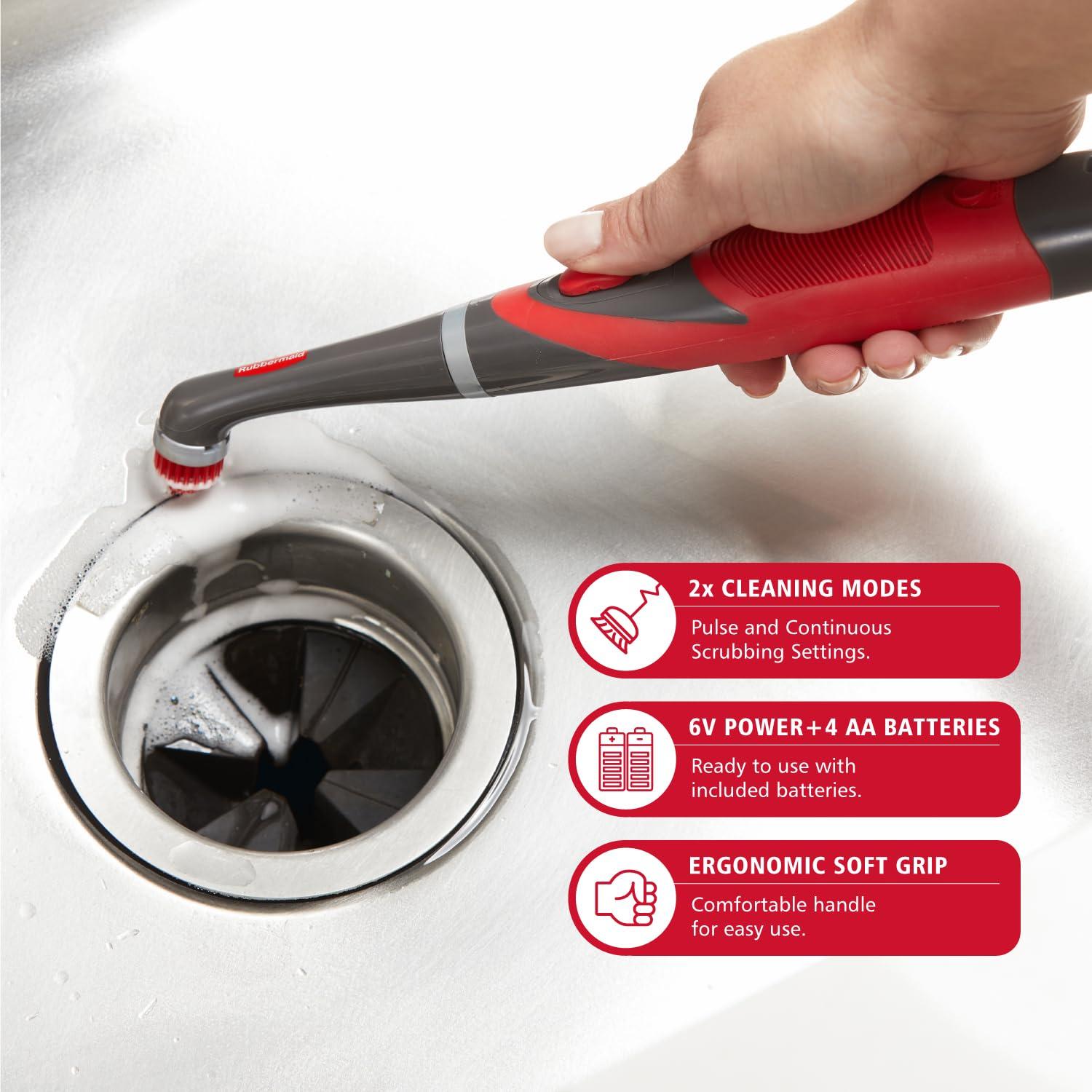 Rubbermaid Rubbermaid Reveal Power Scrubber with Multi-Purpose Head, Cordless Electric Battery Powered Scrub Brush, Water Resistant, for Home/Kitchen/Bathroom/Grout/Tile/Shower/Tub