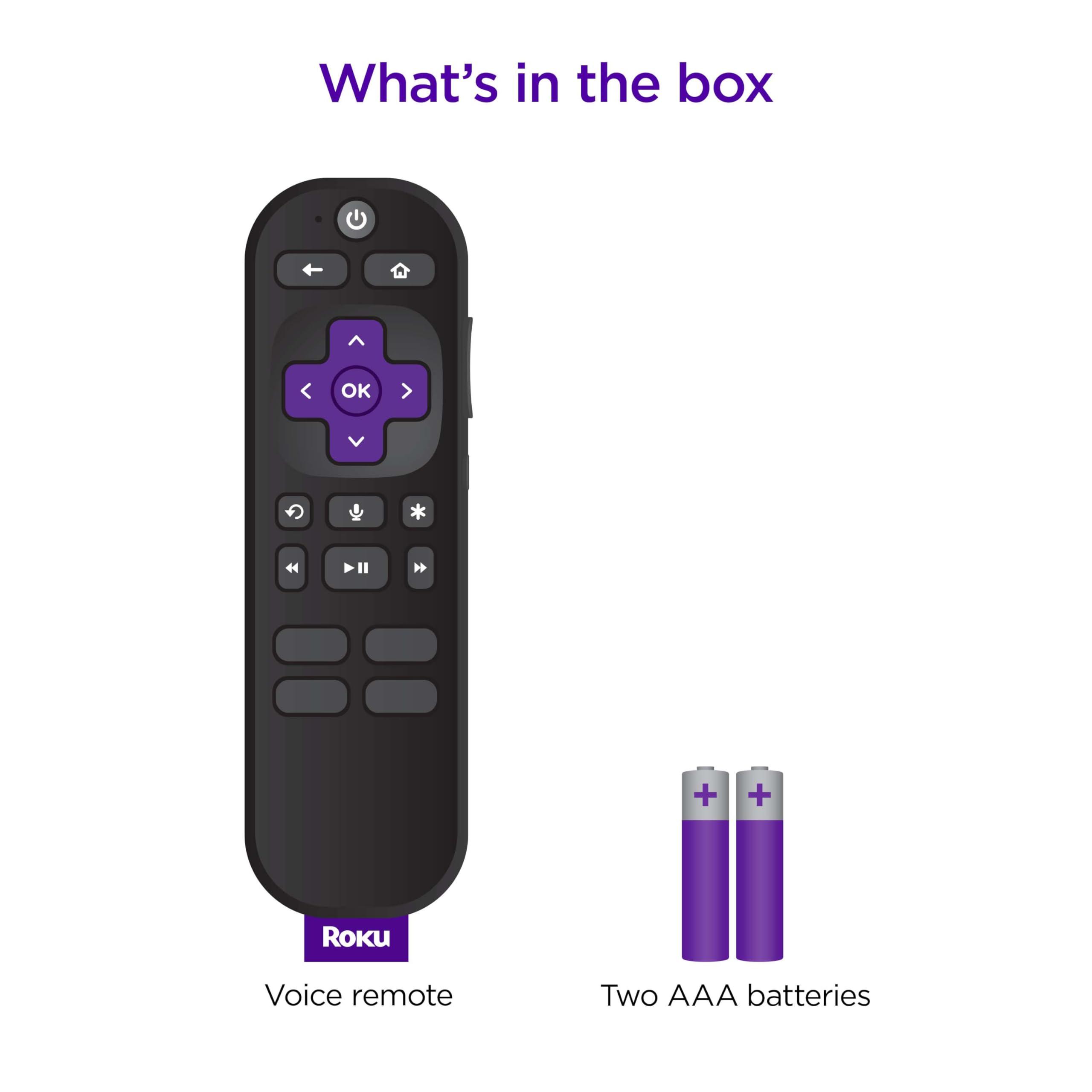 Roku Roku Voice Remote | TV Remote Control with Voice Control, TV Controls, Simple Setup, & Pre-Set App Shortcuts - Replacement Remote Compatible with Roku TV, Roku Players, & Roku Audio