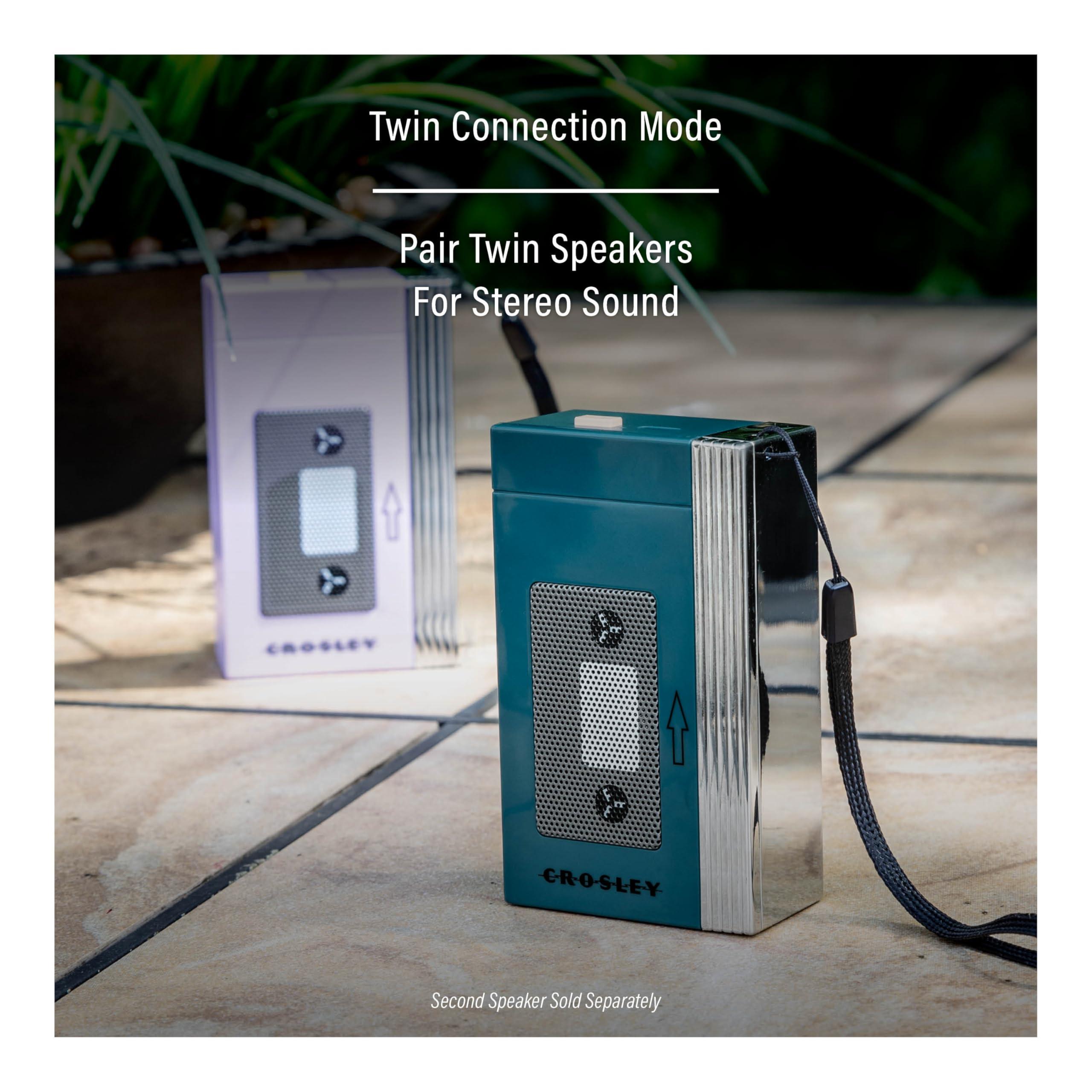 Crosley Crosley CR3047A-TL Mini Retro 80's Portable Bluetooth Speaker, Wireless with Microphone, Vintage, Teal