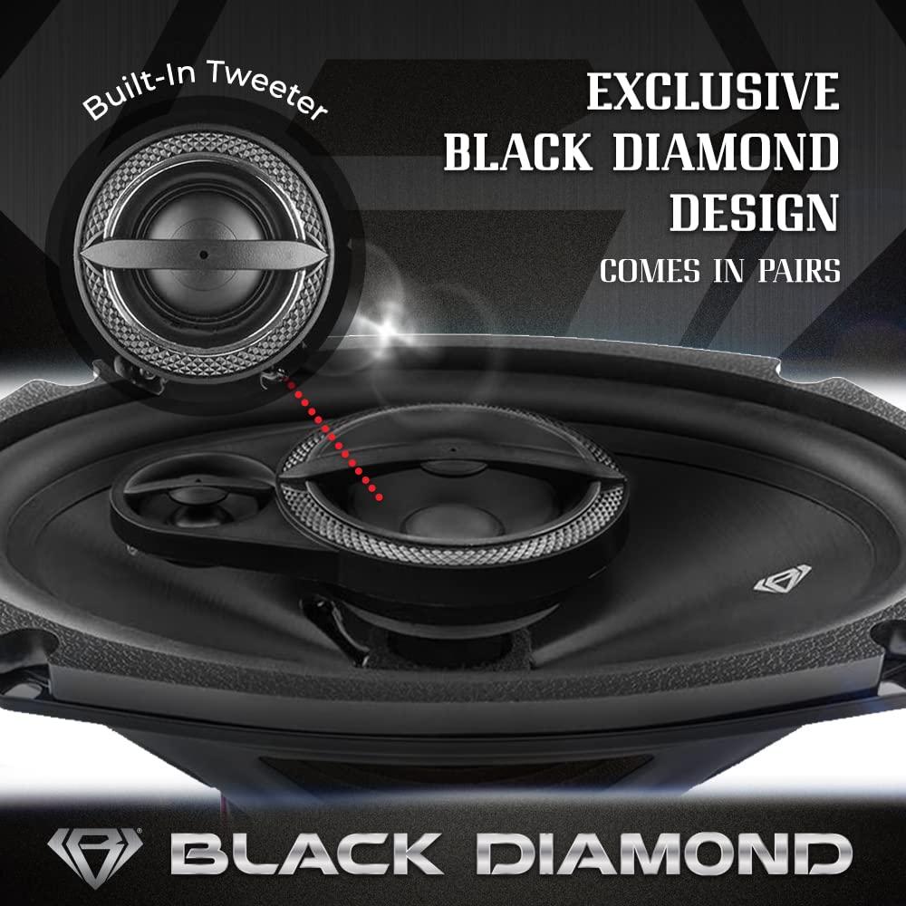 BLACK DIAMOND BLACK DIAMOND DIA-69.3 6 x 9 Coaxial Car Speakers 3 -Way 270 Watts 4-Ohm Car Audio Stereo System 6x9 Speakers - Removable Grill Included (Sold in Pairs)