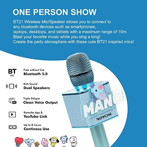 ROYCHE ROYCHE BTS Bluetooth Wireless Mic & Speaker, All Seven BTS Characters in Their Own Cute Colors (MANG)
