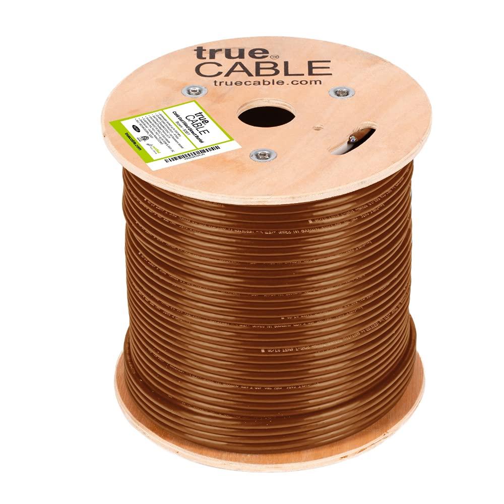 TRUE CABLE trueCABLE Cat6 Direct Burial, Gel Filled, 500ft, Brown, Waterproof, CMX, 23AWG Solid Bare Copper, 550MHz, PoE++ (4PPoE), ETL Listed, Unshielded UTP, Bulk Ethernet Cable