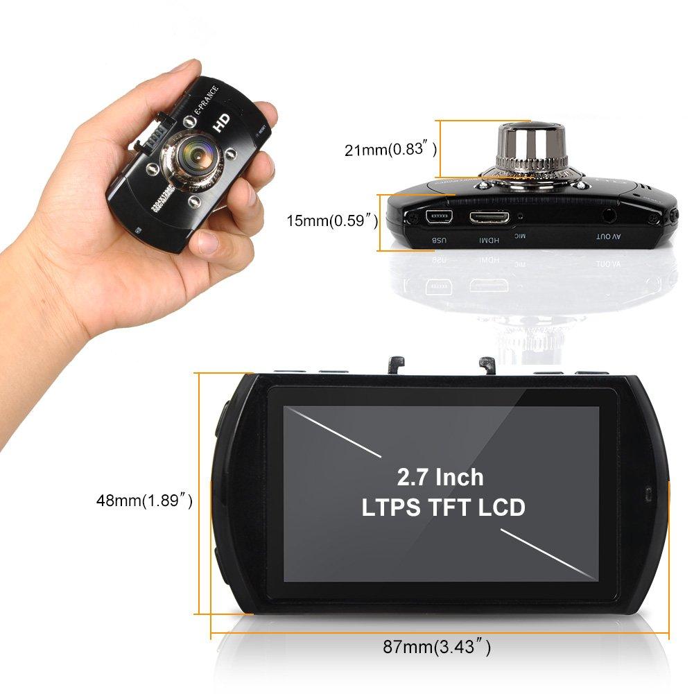 E-PRANCE E-PRANCE 2015 New B47fs Super Night Vision Car Dash Camera Recorder Super Hd 1296p G-Sensor Hdmi + 170 Degree Ultra Wide Angle + Ov4689 Cmos Sensor + Ir Night Vision with 32gb Memory Card