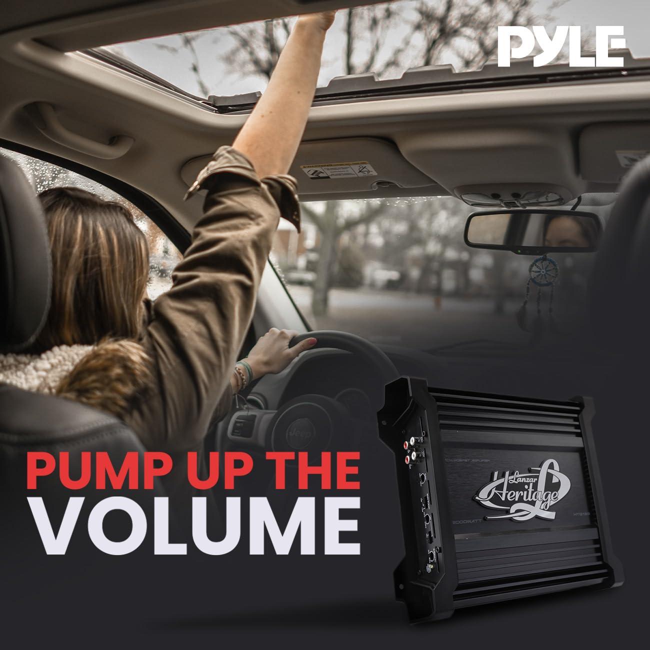 Lanzar Lanzar 2000W Monoblock Car Audio Amp - 2-Ohm Stable Mosfet Amplifier, Class AB, Electronic Crossover, Bass Boost, Subsonic Circuit, Chrome RCA Inputs, Line Output, 5-Way Protection - Soft Turn On/Off