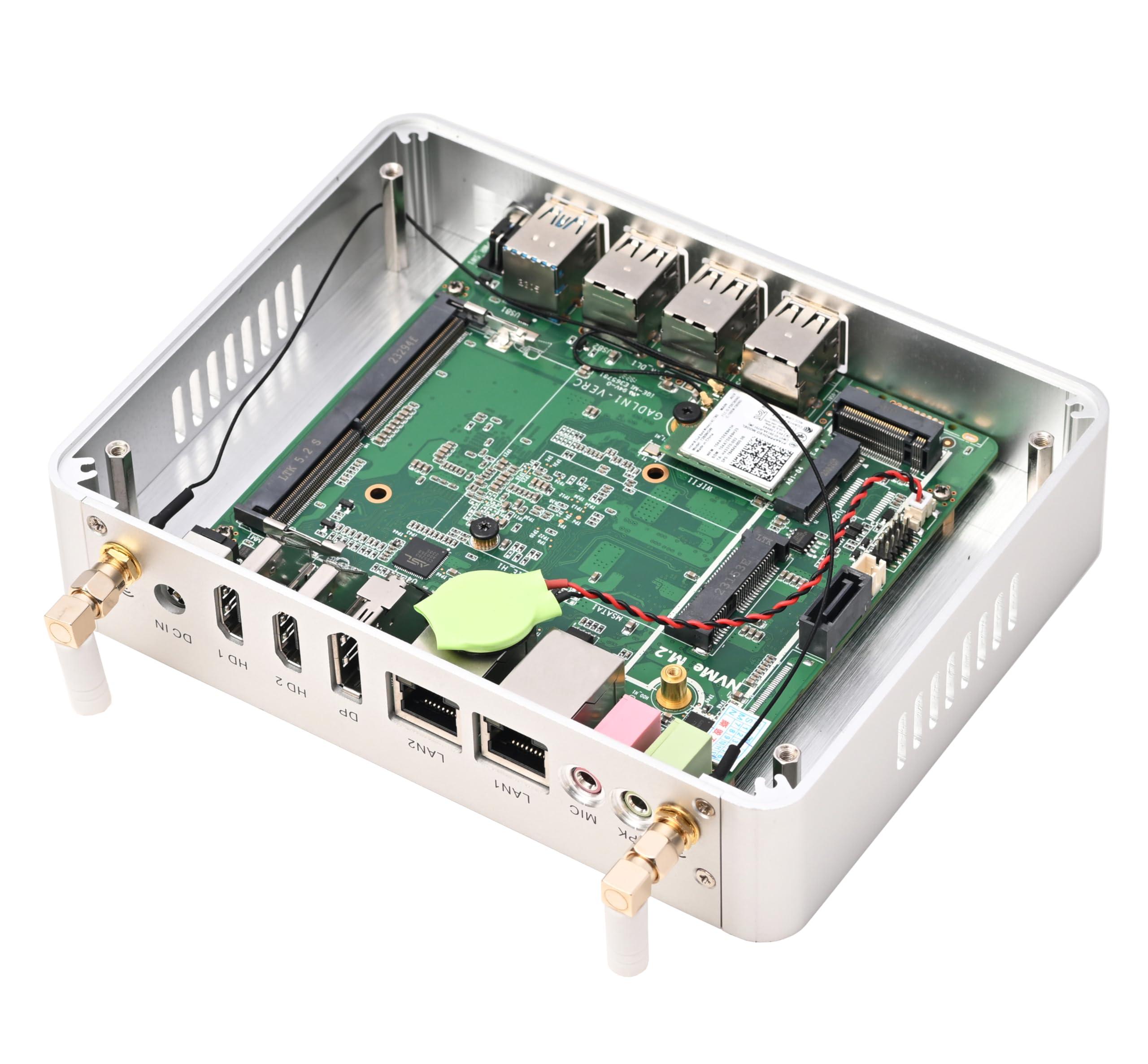 KINGDEL KINGDEL Fanless Mini PC 4-Core 12th Gen N100(up to 3.4GHz) 16GB DDR4 RAM 512GB NVMe SSD Mini Desktop Computer with Triple Display DP HD Support 4K 2xLAN 8xUSB