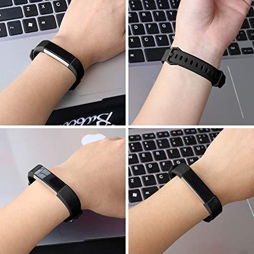 IEOVIEE Pack 3 Replacement Band Compatible for Fitbit Alta Bands/Fitbit Alta HR Bands, Adjustable Replacement Soft Silicone Sport Bands for Woman and Men (Large, Black+Purple+Navy Blue)