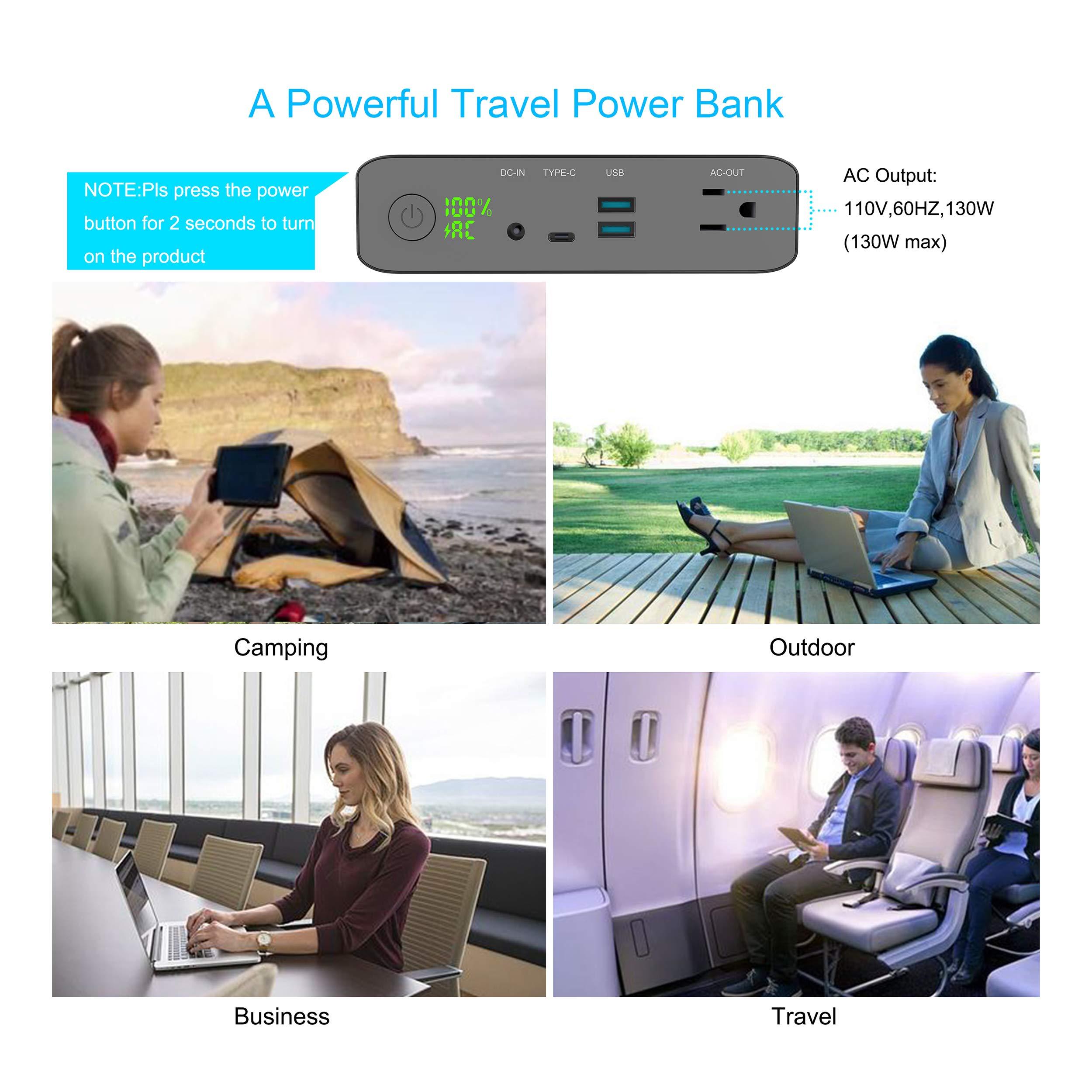 Volessence Volessence AC Outlet Portable Laptop Power Bank 110V 60000mAh 130W Laptop Charger & External Battery Pack for MacBook, Drone, Projector Phone Tablet Camera Travel
