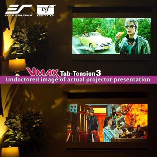 Elite Screens Elite Screens VMAX Tab Tension 3 Series, 120-INCH Electric Motorized Projector Screen Movie Home Theater Gaming, VMAXT120XWH3