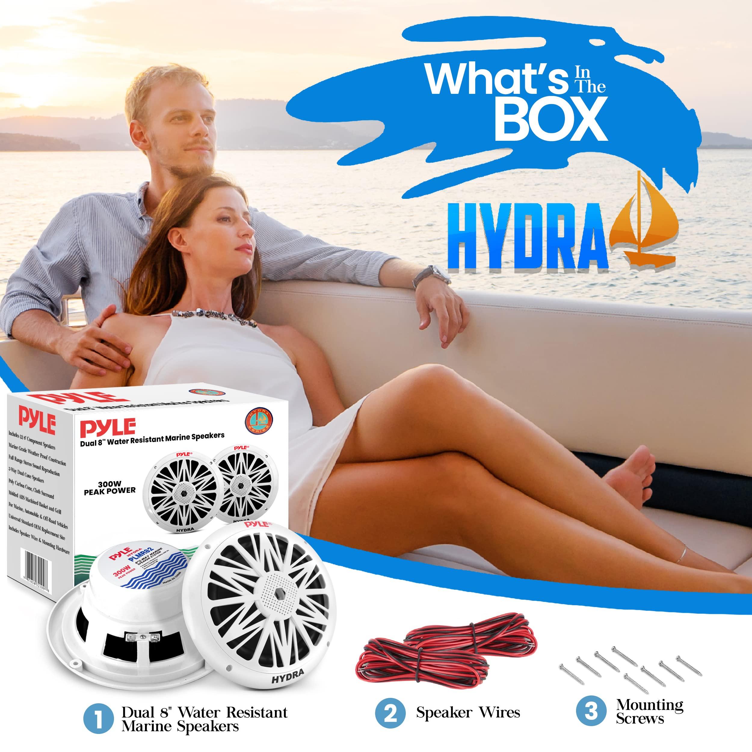 Pyle Pyle 8 Inch Dual Marine Speakers 10 Inch - 1 Pair (White) & 6.5 Inch Dual Marine Speakers (White)