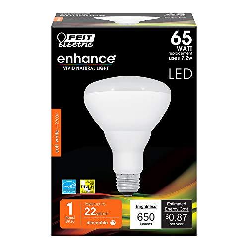 Feit Electric Feit Electric BR30 LED Light Bulb, 65W Equivalent, Dimmable, 650 Lumens, E26 Standard Base, 2700K Soft White, 90 CRI, Recessed Can Light Bulbs, 22-Year Lifetime, BR30DM/927CA/4, 4 Pack