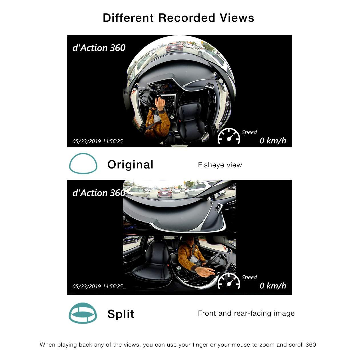 Razo RAZO DC3000A d’Action 360, 360 Degree Dash Cam: 4K Dash Camera for Car with Built-in WiFi and GPS, Sony Video Sensor, WDR, 3-Axis G-Sensor, Stereo Microphone, Complete Car Camera Video Security