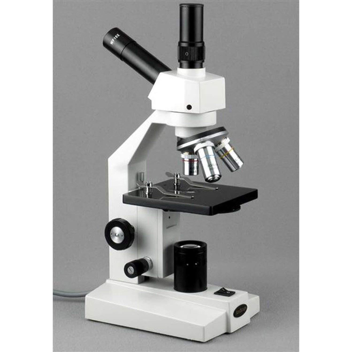 AmScope AmScope D120B Dual-View Compound Monocular Microscope, WF10x and WF20x Objectives, 40X-2000X Magnification, Brightfield, 1.25 NA Abbe Condenser, Plain Stage