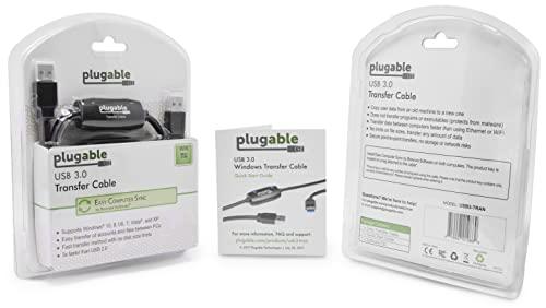 Plugable Plugable USB 3.0 Transfer Cable, Unlimited Use, Transfer Data Between 2 Windows PC\'s, Compatible with Windows 11, 10, 8.1, 8, 7, Vista, XP, Bravura Easy Computer Sync Software Included