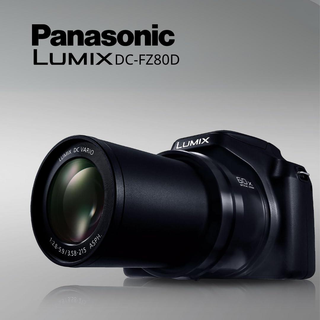 Panasonic Panasonic LUMIX FZ80D 20 to 1200mm Zoom Lens Point and Shoot Compact Camera (Black) Bundle with 64GB Extreme Pro SDXC UHS-I Memory Card (2 Items)