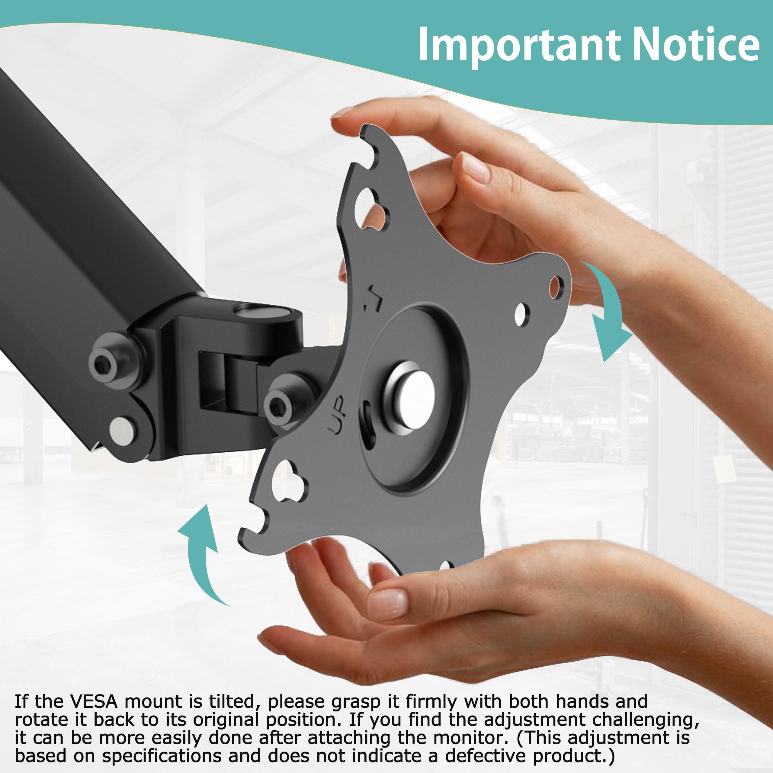 WORLDLIFT WORLDLIFT Height Adjustable Pole Mount Monitor Arm for 17"-27" Screens with Mechanical Spring, VESA 75x75 and 100x100 - Holds up to 15.4 lbs