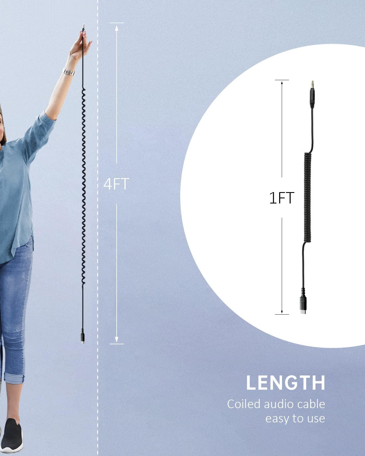 WKWZY WKWZY USB-C to Aux-Cord,4FT Male to Male 3.5mm Audio-Jack Coiled-Cable with DAC Core 24bit/96khz,Type C Plug Adapter for Android Phones/Car Stereo/Portable Speaker