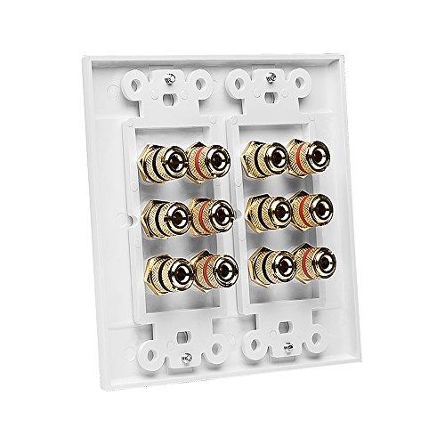 OSD Audio OSD WP12 Banana Binding Post Gold Plated Terminal Decora Style for 6-Speakers (White)