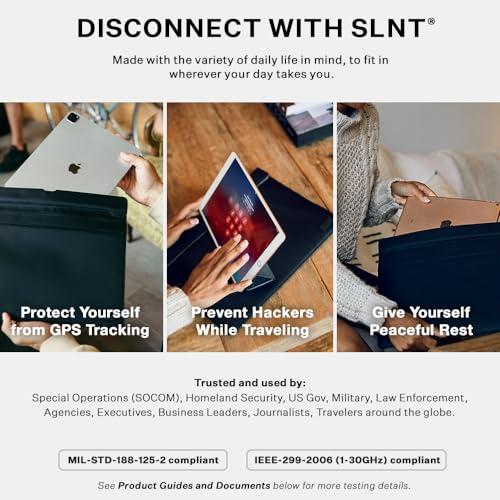 Silent Pocket SLNT Faraday Bag Tablet Sleeve with Silent Pocket - Weatherproof Nylon, Signal Blocking Device Shielding for iPad, Samsung Galaxy Tab, Most Tablets, Travel, Privacy (Light Grey, X-Large)