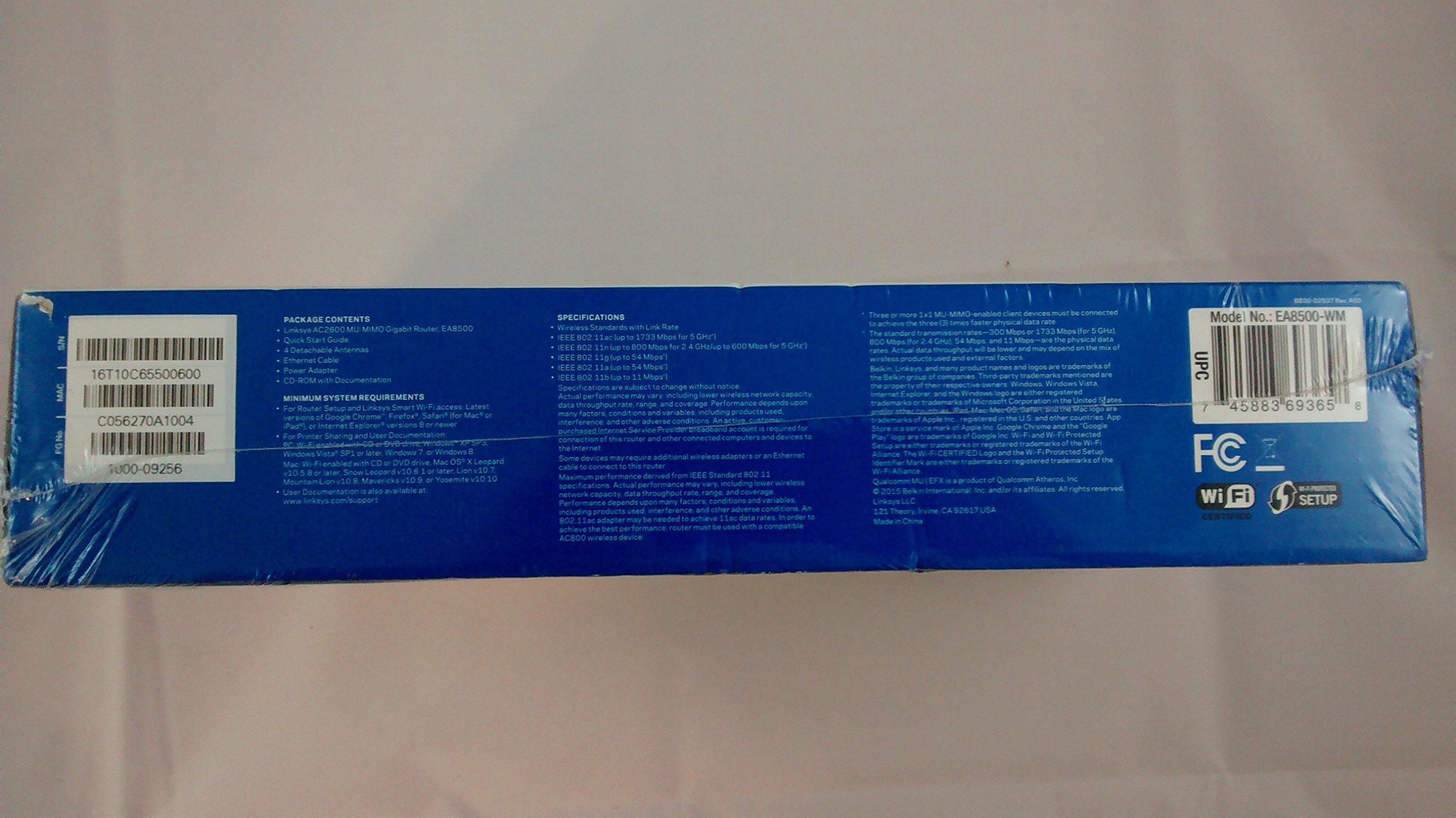 Linksys Linksys AC2600 4 x 4 MU-MIMO Dual-Band Gigabit Router with USB 3.0 and eSATA (EA8500)