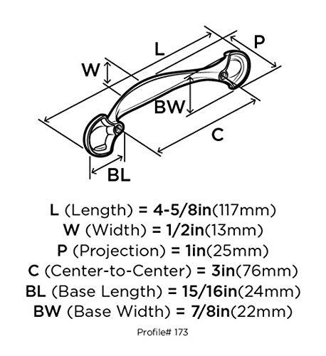 Amerock Amerock | Cabinet Pull | Satin Nickel | 3 inch (76 mm) Center to Center | Everyday Heritage | 1 Pack | Drawer Pull | Drawer Handle | Cabinet Hardware