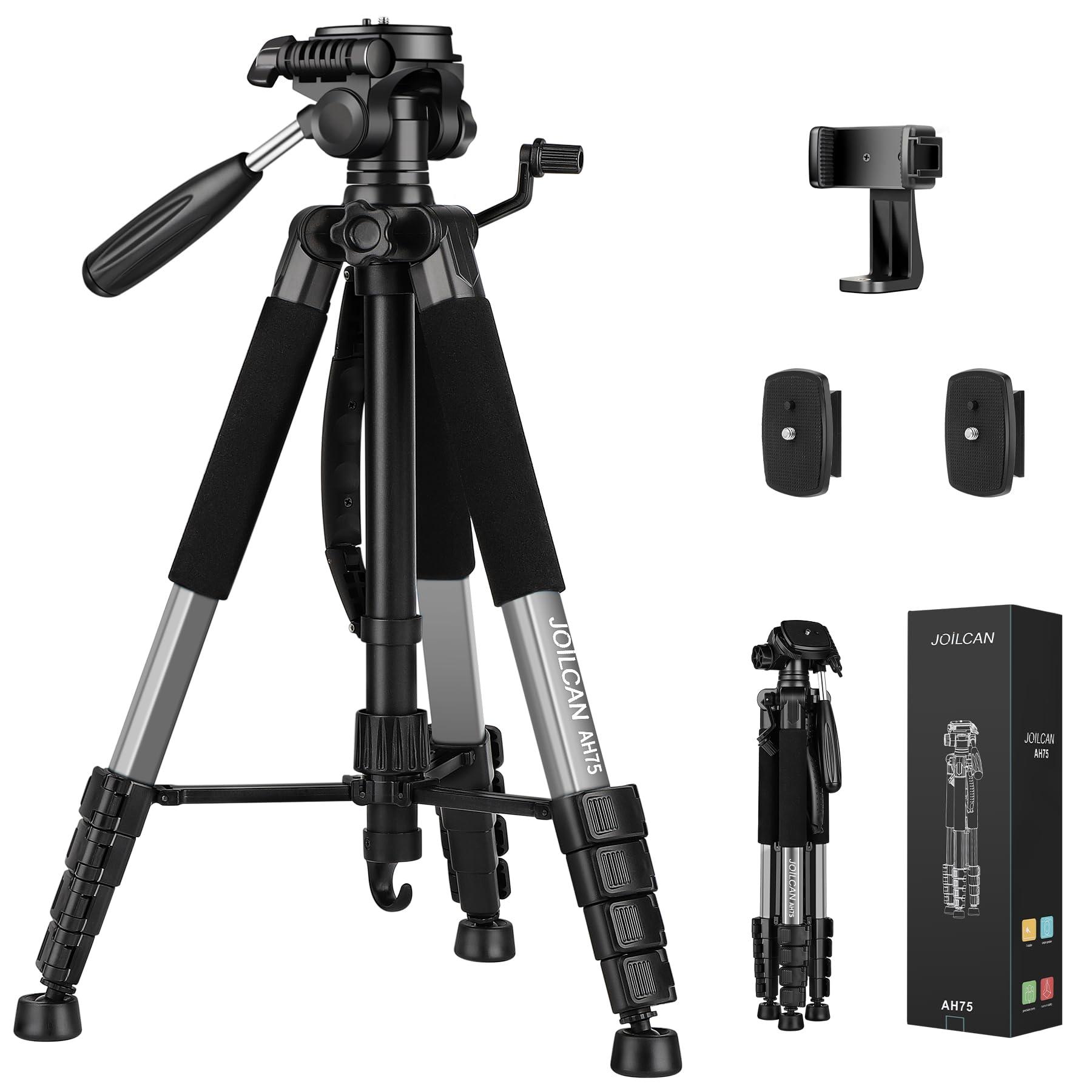 JOILCAN JOILCAN Tripod Camera Tripods, 74" Tripod for Camera Cell Phone Video Recording, Heavy Duty Tall Camera Tripod Stand, Professional Travel DSLR Tripods Compatible with Canon iPhone