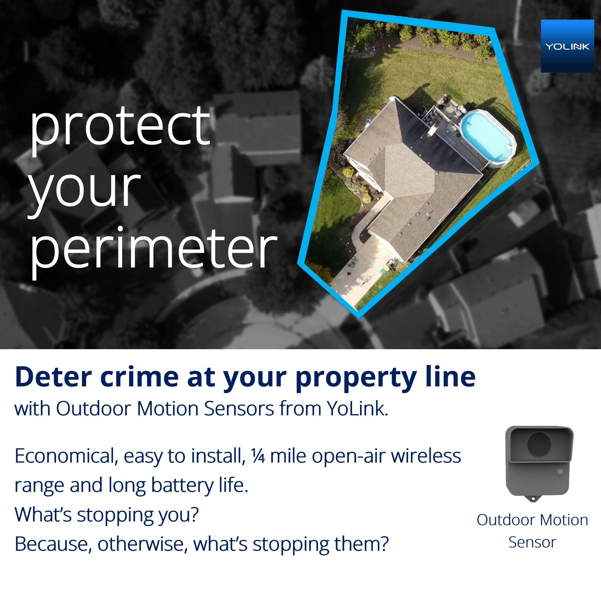 YoLink YoLink LoRa Smart Outdoor Motion Sensor, Driveway Alert, Property Invasion/Tresspassing Detector, 1/4 Mile Open Air Range, Email/SMS/Push Alerts, Alexa, IFTTT, Home Assistant (Hub Included!)