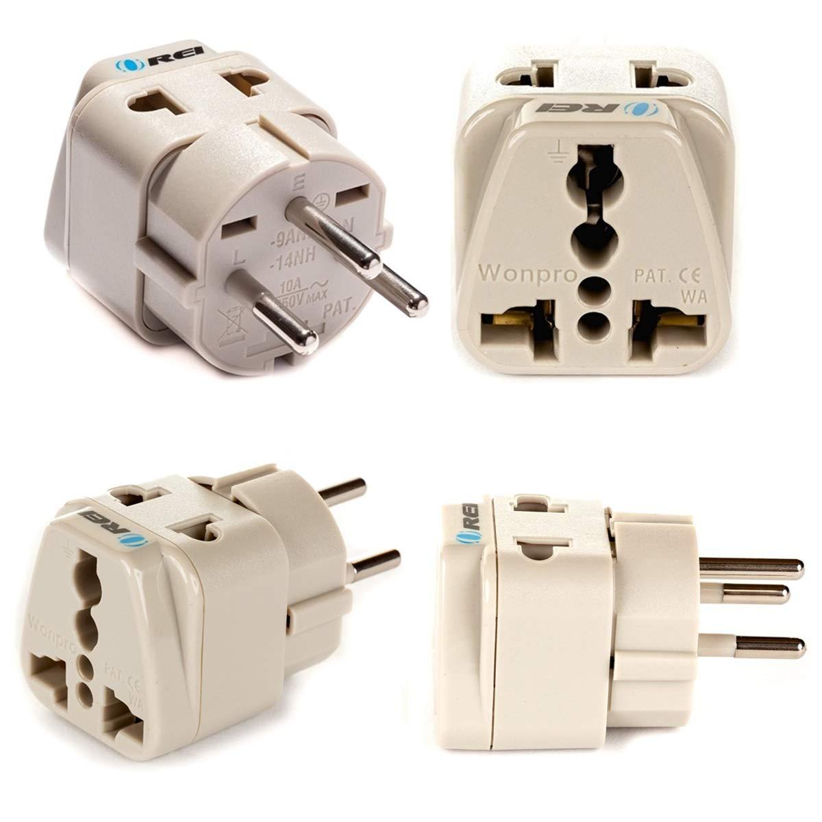 OREI OREI USA to Israel, Gaza, Palestine & More (Type H) Travel Adapter Plug - 2 in 1 - CE Certified - RoHS Compliant - 4 Pack - White Color (DB-14-4PK)