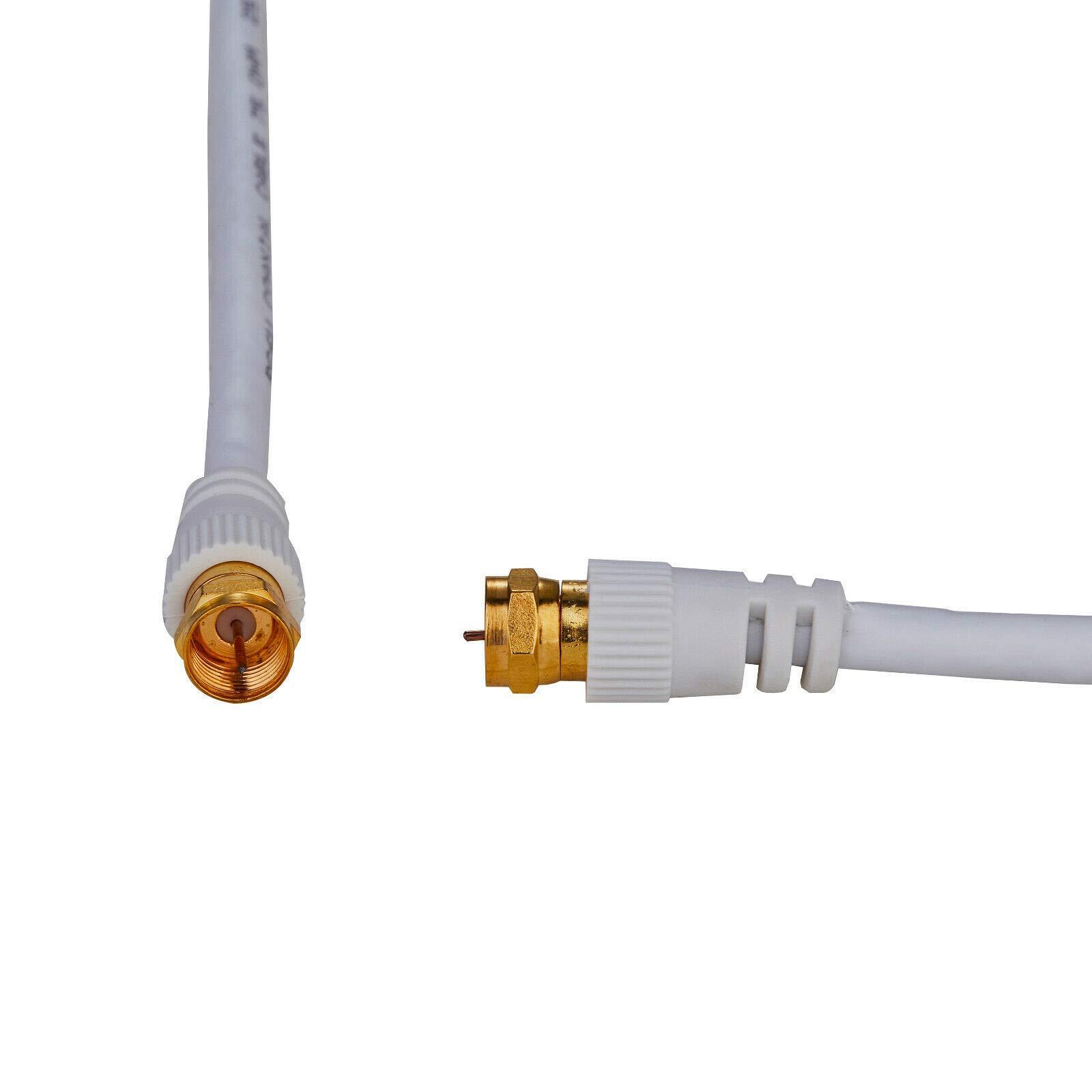 Cables Direct Online Cables Direct Online Coaxial Cable 20FT White Coax RG6 Male F Type Extension Wire Digital Audio Video for Indoor and Outdoor Satellite Dish Cable TV Antenna