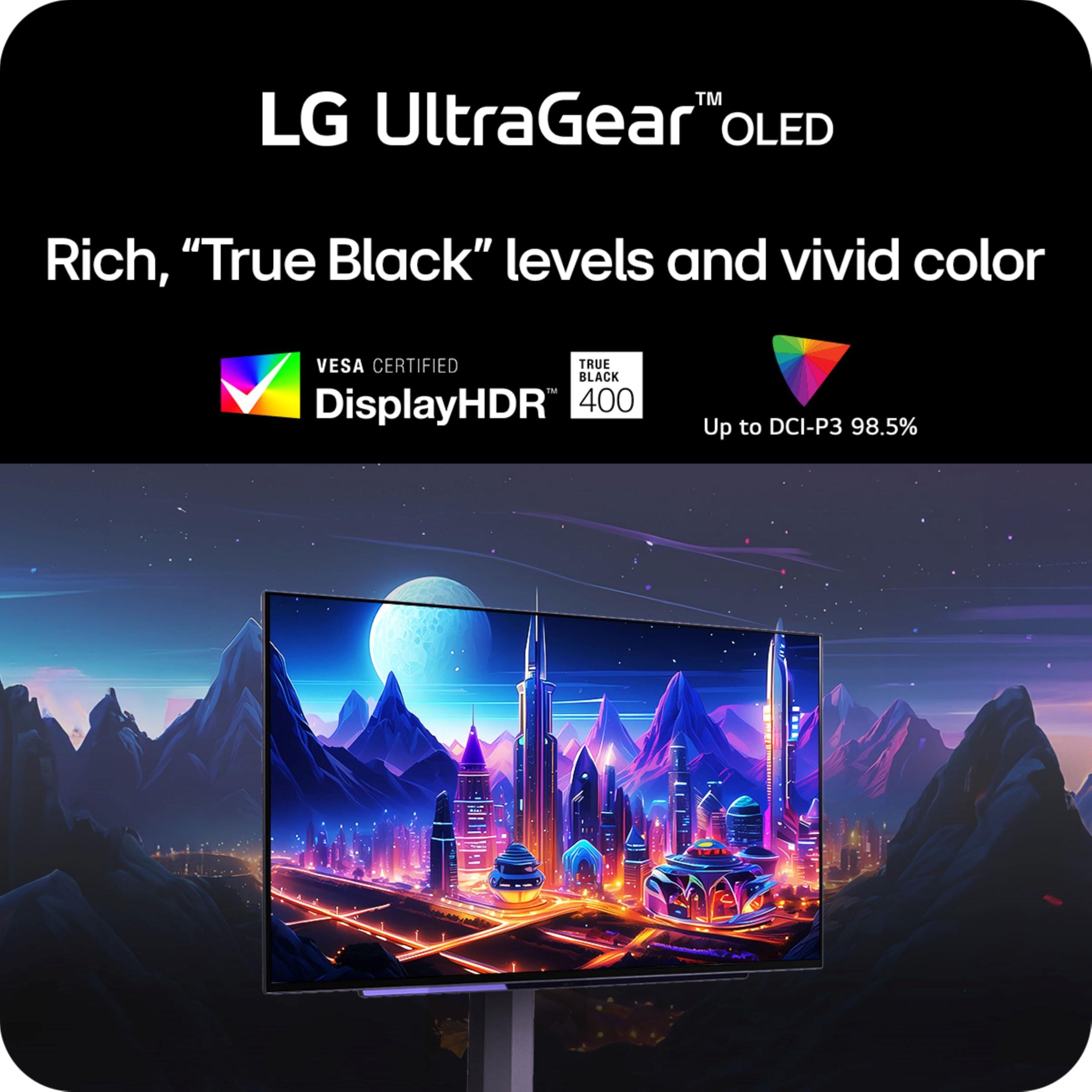 LG LG 27GS93QE 27-inch Ultragear OLED Gaming Monitor QHD 240Hz 0.03ms DisplayHDR True Black 400 AMD FreeSync Premium Pro NVIDIA G-Sync HDMI 2.1 DisplayPort Tilt/Height/Pivot Stand Black