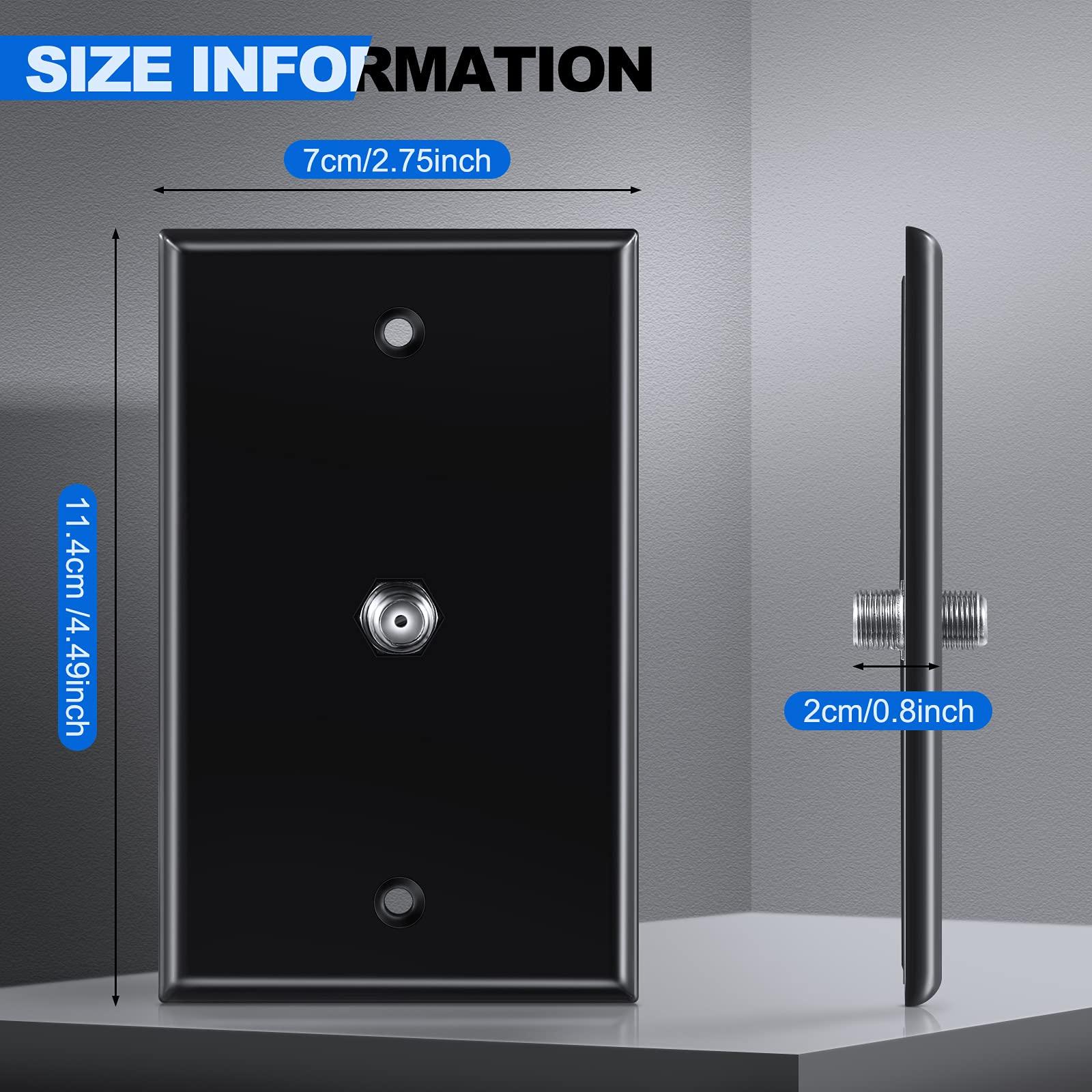 Weewooday Weewooday 4 Pieces Coax Wall Plate 1-Port TV Cable Cover Outlet Plate F -type Connector Coaxial Cable, Screws Included(White and Black)