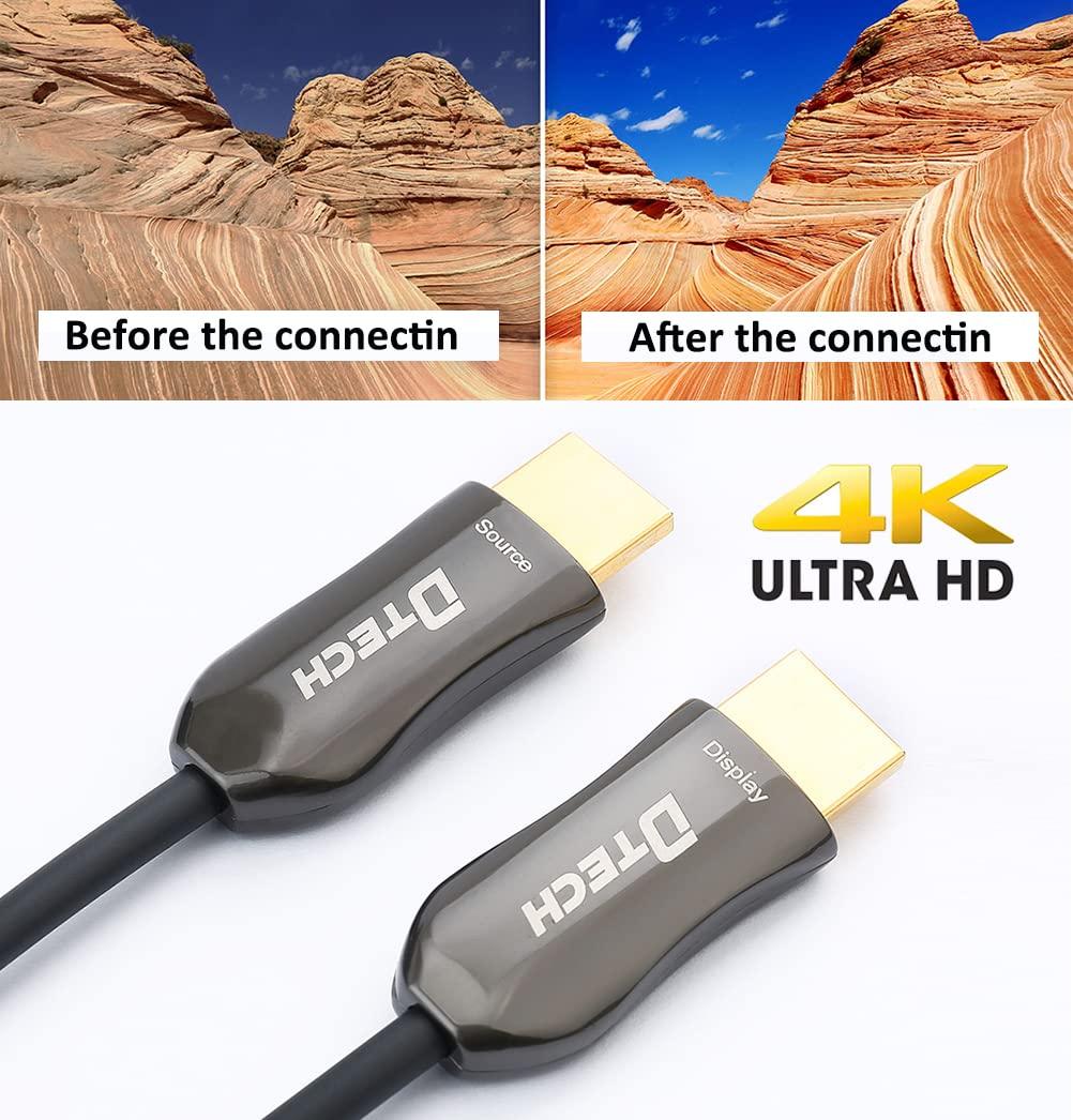 DTech DTech Ultra Slim 200 Feet Fiber Optic HDMI 2.0 Cable 4K 60Hz 18Gbps for in-Wall Installation 200ft Projector Laptop Computer Monitor TV (61 Meters)