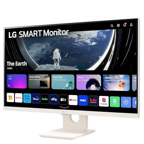 LG LG 27SR50F-W Smart Monitor 27-Inch FHD (1920x1080) IPS Display, webOS 23, HDR 10, x2 Built-in Speakers, AirPlay 2, Screen Share, Bluetooth, ThinQ App, Remote Control, White