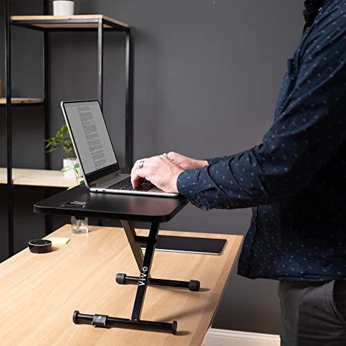 VIVO VIVO Black Small Single Top 28 inch Standing Desk Converter, Tabletop Sit to Stand Monitor Riser with Scissor Lift Height Adjustment, DESK-V011F