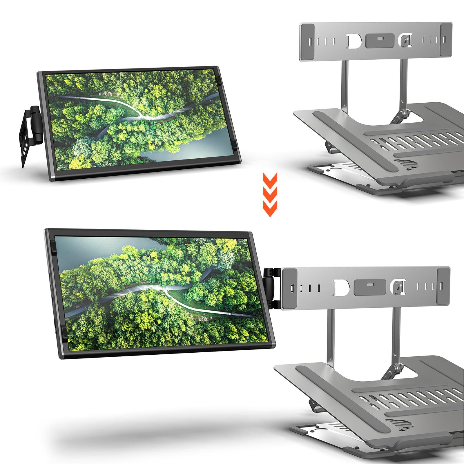 Anvazise Anvazise Laptop Screen Extender, 14.1" Triple Portable Monitor FHD 1080P IPS Laptop Monitor Extender with Stand, Type-C/HDMI Plug and Play, for Windows/Mac/Chrome