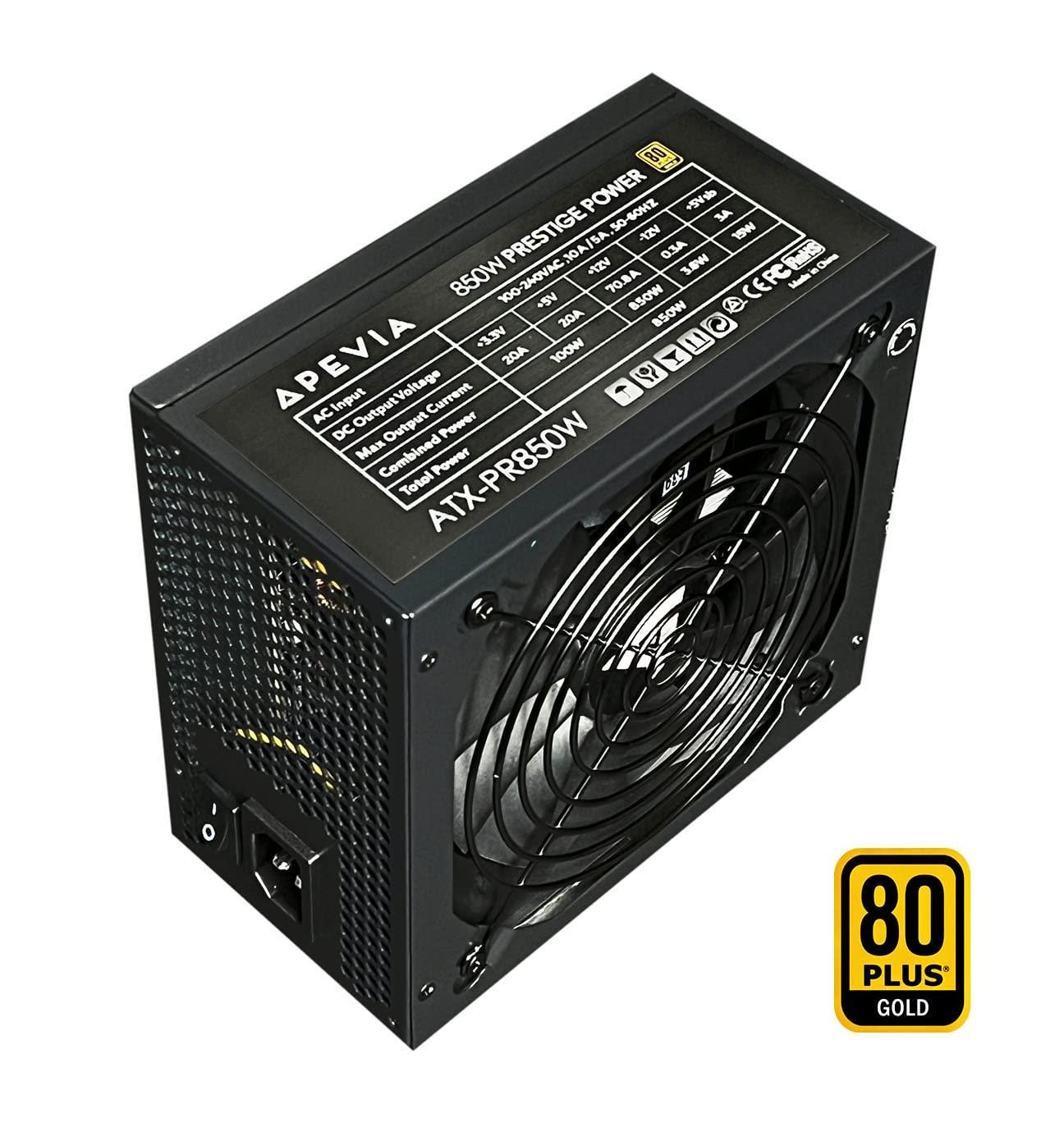 Apevia Apevia ATX-PR850W PCIe 5.0 & ATX 3.0 Ready Prestige 850W 80+ Gold Certified, Gen 5 12VHPWR Connector, Active PFC ATX Gaming Power Supply