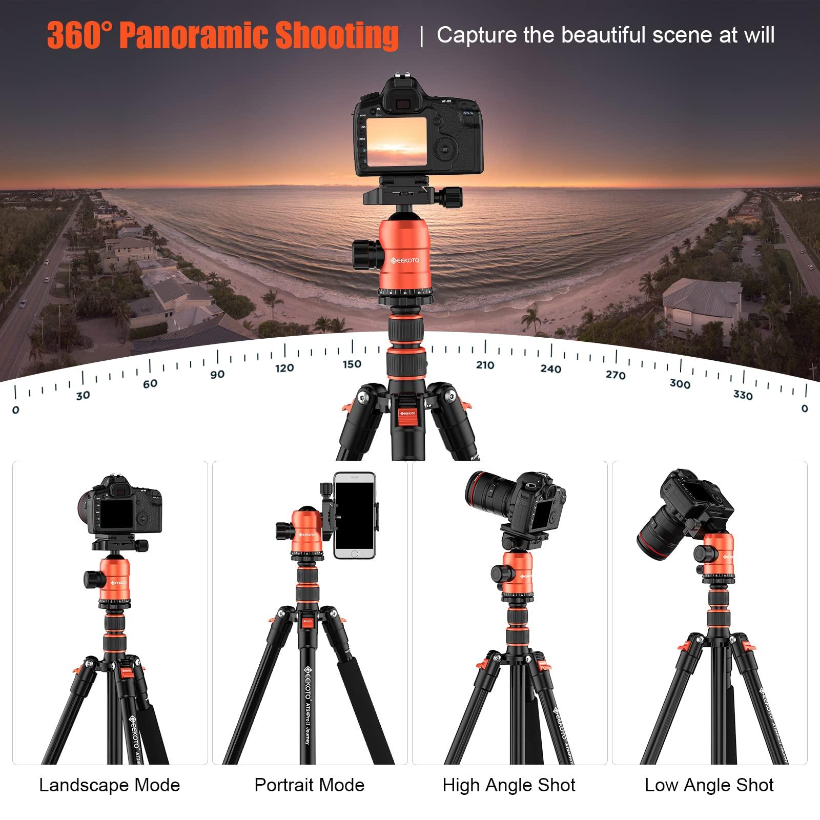 GEEKOTO [Upgrade Version] GEEKOTO 77'' Tripod, Aluminum Camera Tripod Monopod, Foldable DSLR Tripod for Travel, Compact Tripod with 360 Panorama Ball Head Quick Release Plate for Travel and Work