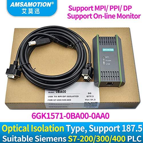 AMSAMOTION AMSAMOTION USB-MPI for Siemens S7-200 300 400 PLC 6GK1571-0BA00-0AA0 PC Adapter USB Port Programming Cable 6GK1571 0BA00 0AA0 Download Line